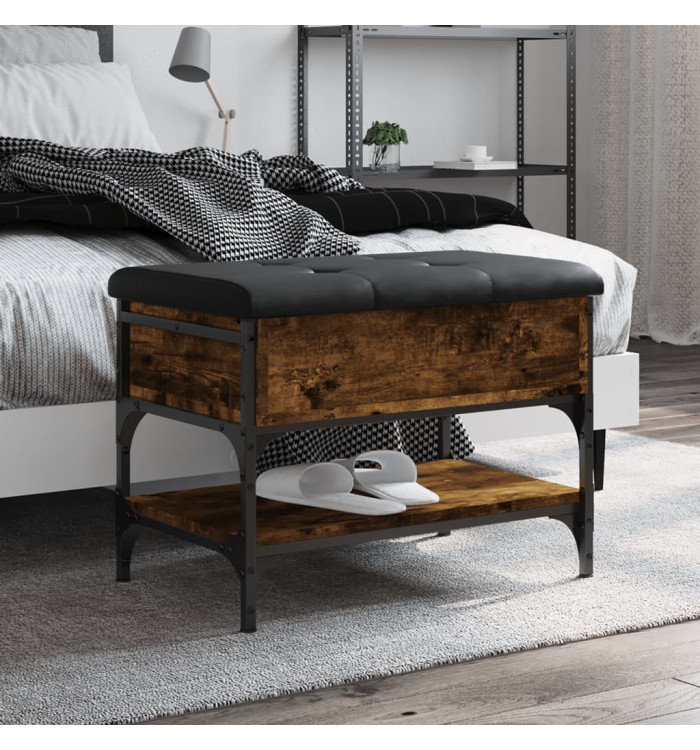 Banc à chaussures chêne fumé 62x42x45 cm bois d'ingénierie | Mobilier & Déco