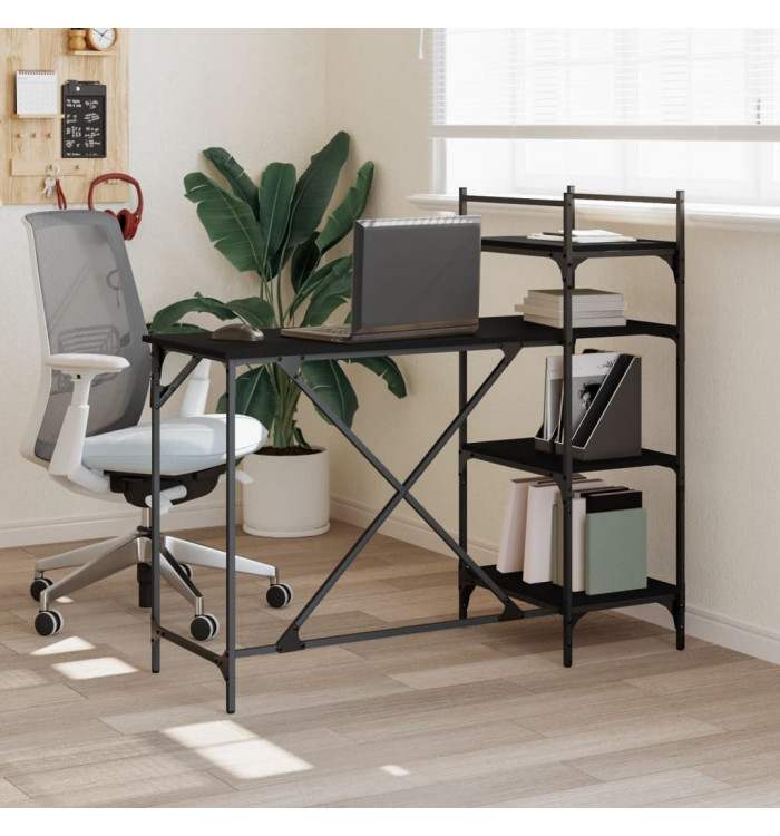 Bureau d'ordinateur avec étagères noir 120x47x109 cm | Mobilier & Déco