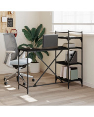 Bureau d'ordinateur avec étagères noir 120x47x109 cm | Mobilier & Déco