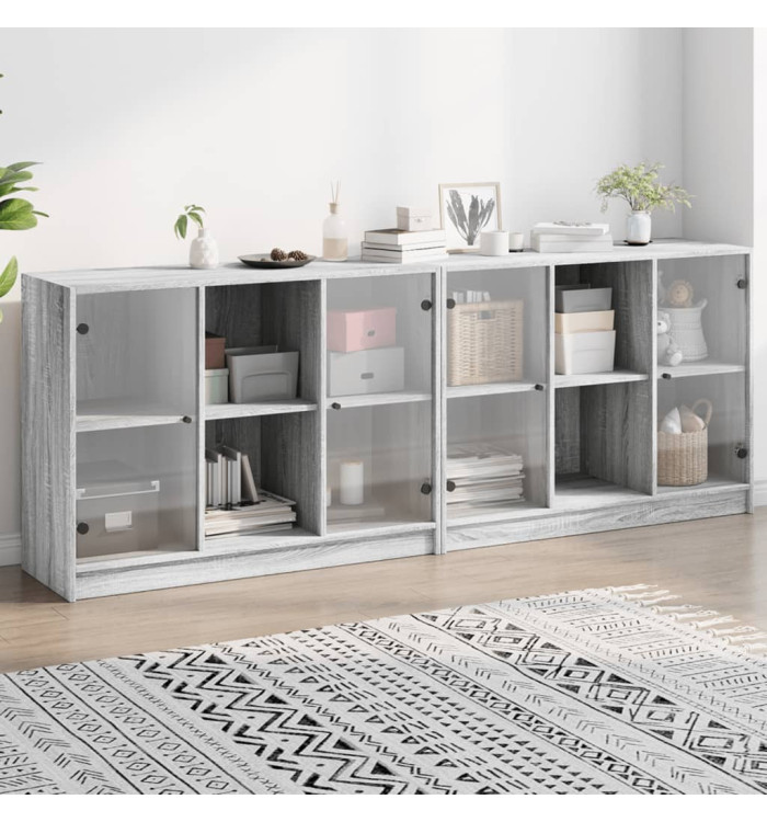 Bibliothèque avec portes sonoma gris 204x37x75 cm | Mobilier & Déco