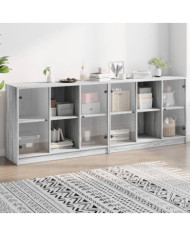 Bibliothèque avec portes sonoma gris 204x37x75 cm | Mobilier & Déco