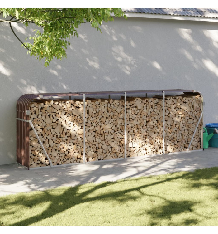Porte-bûches marron 300x45x100 cm acier galvanisé | Mobilier & Déco