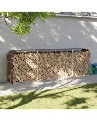 Porte-bûches marron 300x45x100 cm acier galvanisé | Mobilier & Déco