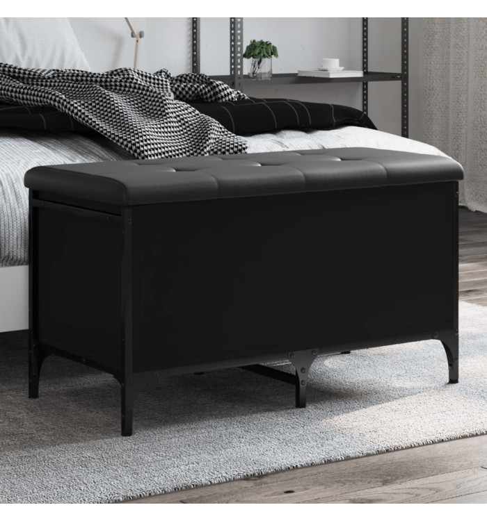 Banc de rangement noir 82x42x45 cm bois d'ingénierie | Mobilier & Déco