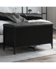Banc de rangement noir 82x42x45 cm bois d'ingénierie | Mobilier & Déco