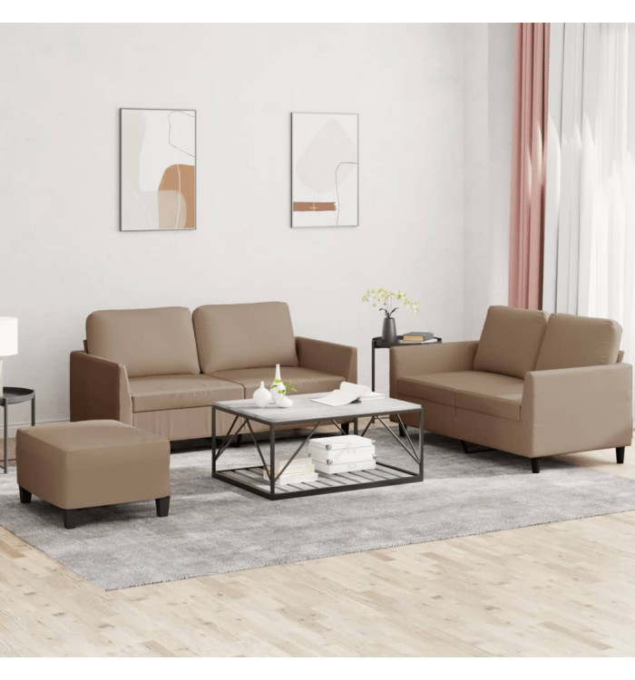 Ensemble de canapés 3 pcs avec coussins Cappuccino Similicuir | Mobilier & Déco