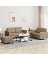Ensemble de canapés 3 pcs avec coussins Cappuccino Similicuir | Mobilier & Déco