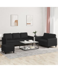 Ensemble de canapés 3 pcs avec coussins Noir Similicuir | Mobilier & Déco
