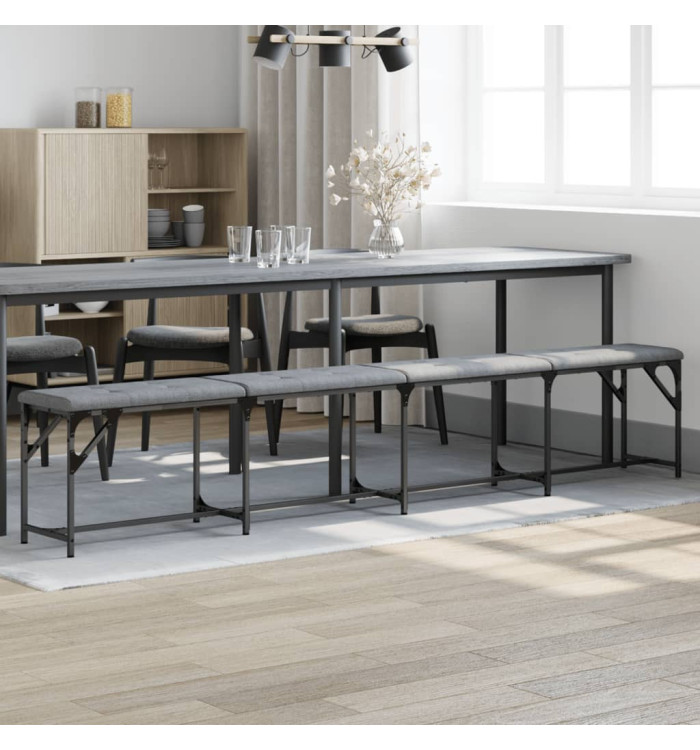Banc à manger gris clair 248x32x45 cm acier et tissu | Mobilier & Déco