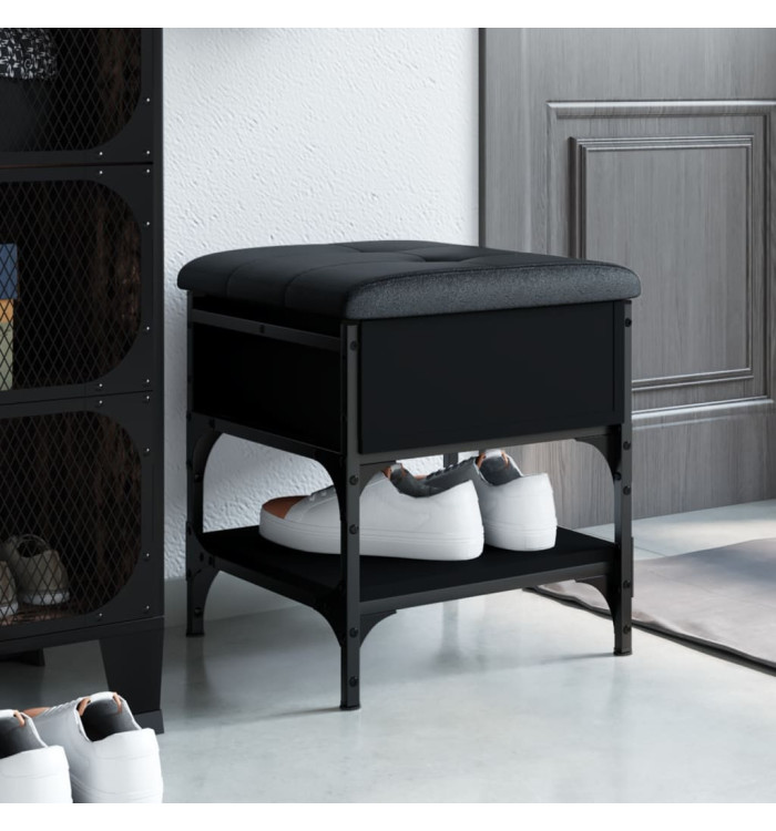 Banc à chaussures noir 42x42x45 cm bois d'ingénierie | Mobilier & Déco