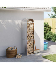 Porte-bûches argenté 40x45x170 cm acier galvanisé | Mobilier & Déco