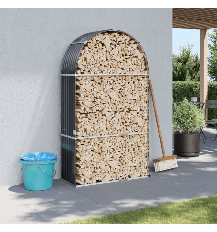 Porte-bûches anthracite 120x45x210 cm acier galvanisé | Mobilier & Déco