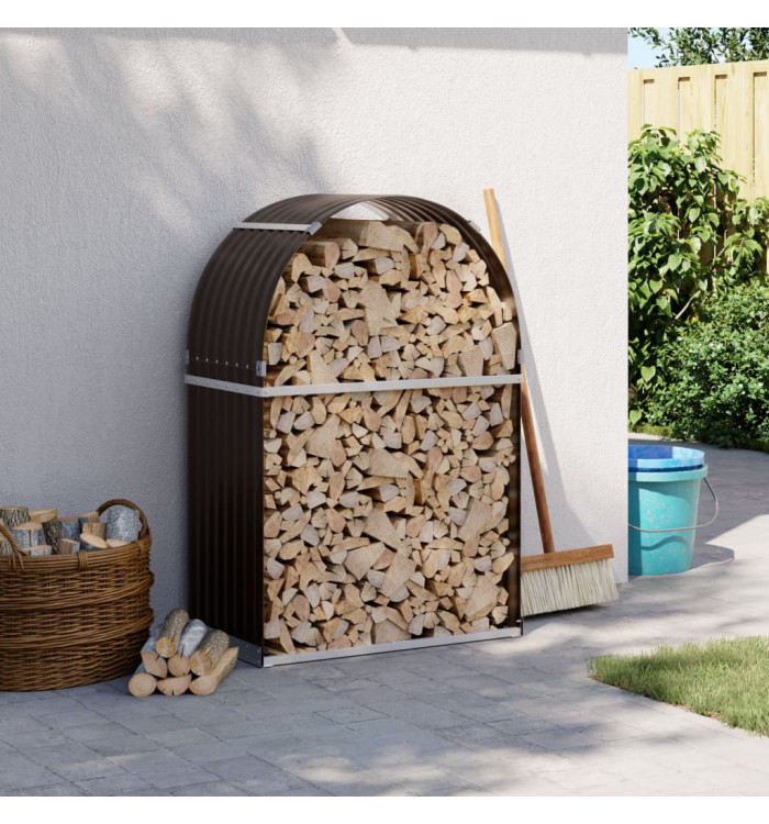 Porte-bûches marron 80x45x120 cm acier galvanisé | Mobilier & Déco