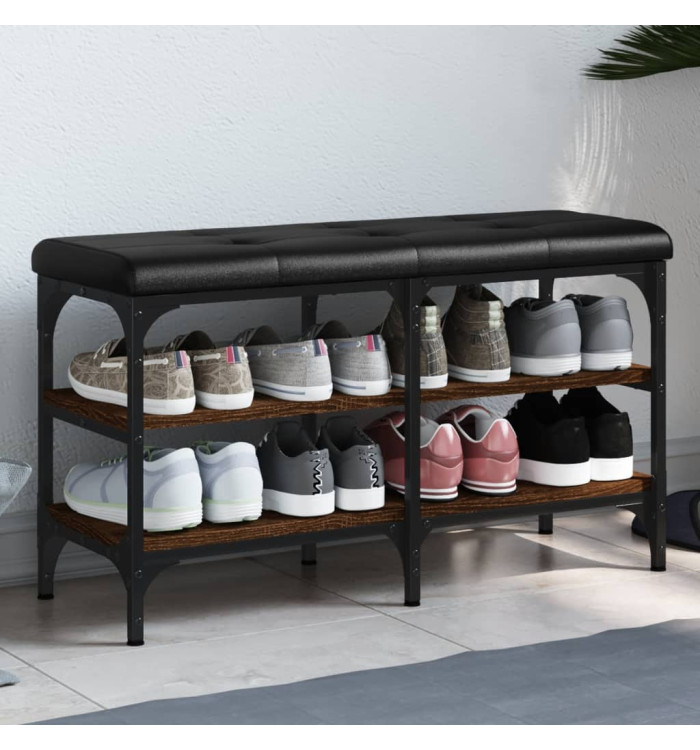 Banc à chaussures chêne marron 82x32x47 cm Bois d'ingénierie | Mobilier & Déco