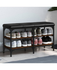 Banc à chaussures chêne marron 82x32x47 cm Bois d'ingénierie | Mobilier & Déco