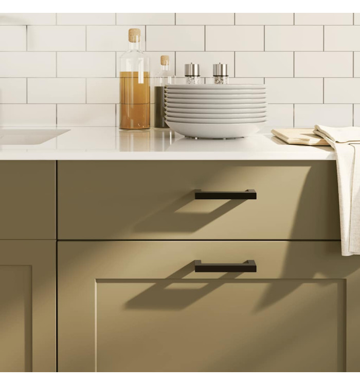 Poignées d'armoire 10 pcs noir 96 mm acier inoxydable | Mobilier & Déco