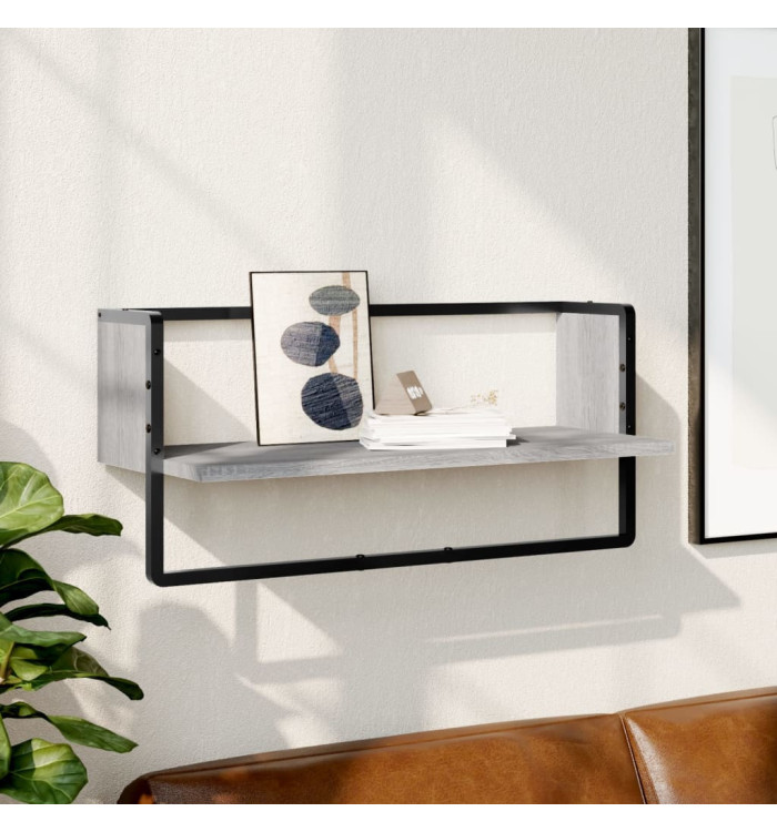 Étagère murale avec barre sonoma gris 65x25x30 cm | Mobilier & Déco