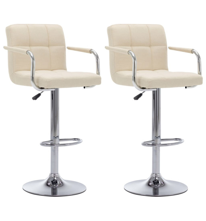 Chaises de bar lot de 2 crème tissu | Mobilier & Déco