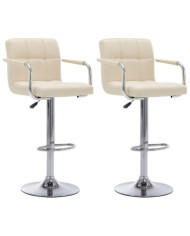 Chaises de bar lot de 2 crème tissu | Mobilier & Déco