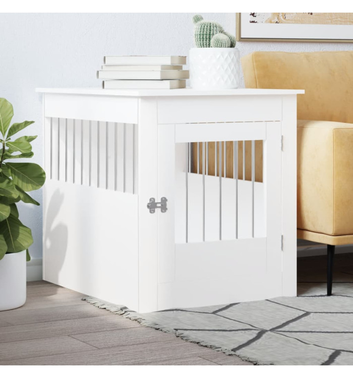 Meuble de cage pour chiens blanc 64,5x80x71cm bois d'ingénierie | Mobilier & Déco