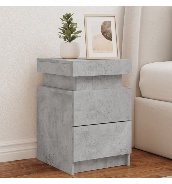 Tables de chevet avec lumières LED 2 pcs gris béton 35x39x55 cm | Mobilier & Déco