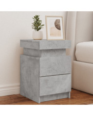 Tables de chevet avec lumières LED 2 pcs gris béton 35x39x55 cm | Mobilier & Déco