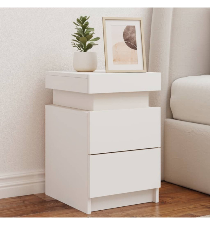 Table de chevet avec lumières LED blanc 35x39x55 cm | Mobilier & Déco