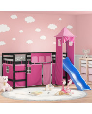 Lit mezzanine enfants avec tour sans matelas rose 90x200 cm | Mobilier & Déco