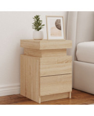 Tables de chevet et lumières LED 2 pcs chêne sonoma 35x39x55 cm | Mobilier & Déco