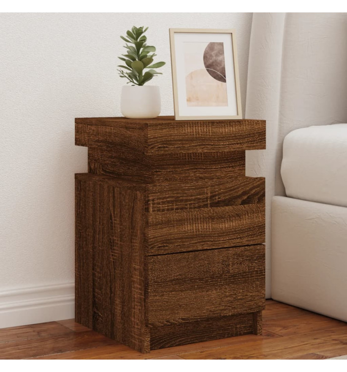 Table de chevet avec lumières LED chêne marron 35x39x55 cm | Mobilier & Déco
