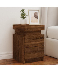 Table de chevet avec lumières LED chêne marron 35x39x55 cm | Mobilier & Déco