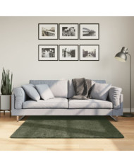 Tapis HUARTE à poils courts doux lavable vert forêt 120x120 cm | Mobilier & Déco
