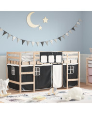 Lit mezzanine pour enfants avec rideaux sans matelas 80x200 cm | Mobilier & Déco