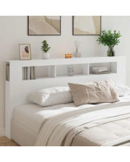 Tête de lit à LED blanc 200x18,5x103,5 cm bois d'ingénierie | Mobilier & Déco