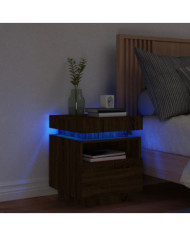 Armoire de chevet avec lumières LED chêne marron 40x39x48,5 cm | Mobilier & Déco