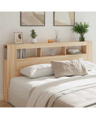 Tête de lit à LED chêne sonoma 200x18,5x103,5cm bois ingénierie | Mobilier & Déco