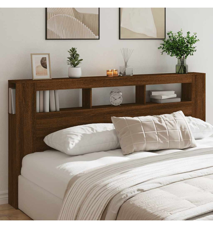 Tête de lit à LED chêne marron 200x18,5x103,5cm bois ingénierie | Mobilier & Déco