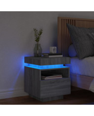 Armoire de chevet avec lumières LED sonoma gris 40x39x48,5 cm | Mobilier & Déco