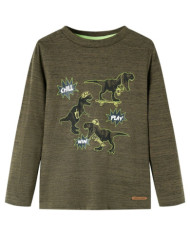 T-shirt enfant à manches longues kaki foncé 116 | Mobilier & Déco