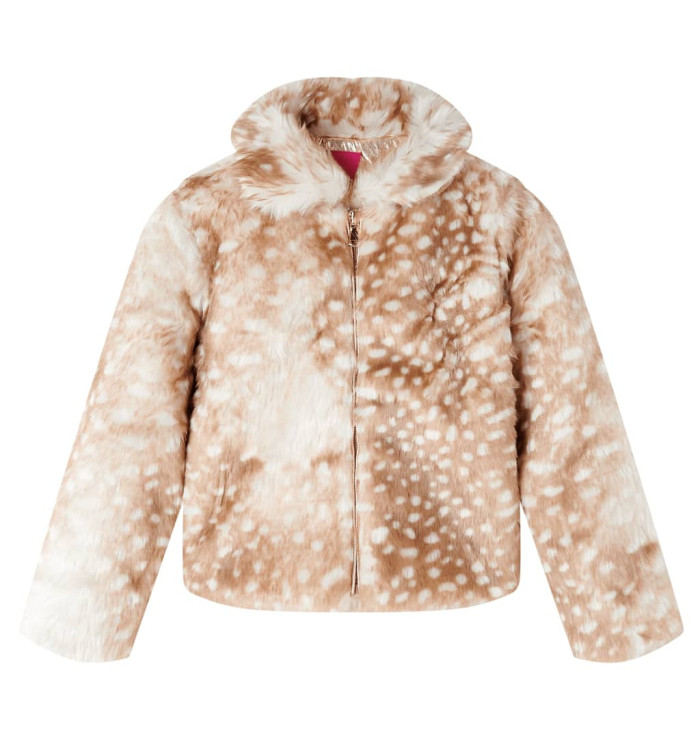 Manteau pour enfants fausse fourrure cognac 116 | Mobilier & Déco