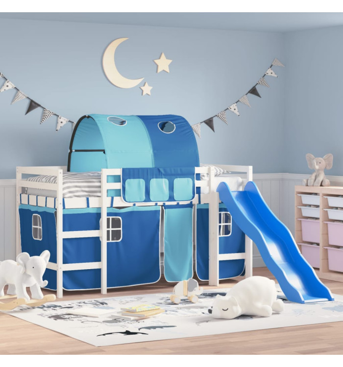 Lit mezzanine enfants avec tunnel sans matelas bleu 90x200 cm | Mobilier & Déco