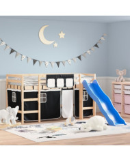 Lit mezzanine pour enfants avec rideaux sans matelas 80x200 cm | Mobilier & Déco