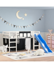 Lit mezzanine enfants avec rideaux sans matelas 90x200cm | Mobilier & Déco