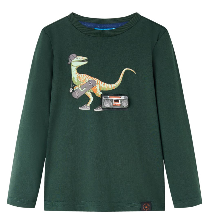 T-shirt enfants à manches longues vert foncé 104 | Mobilier & Déco