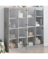Bibliothèque avec portes gris béton 136x37x142 cm | Mobilier & Déco