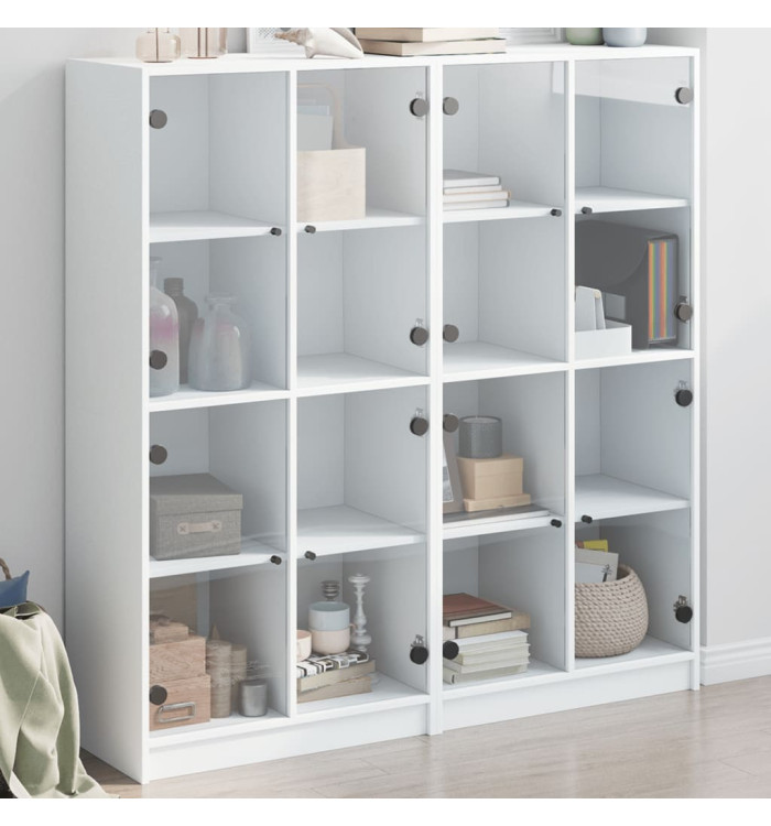 Bibliothèque avec portes blanc 136x37x142 cm bois d'ingénierie | Mobilier & Déco