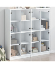 Bibliothèque avec portes blanc 136x37x142 cm bois d'ingénierie | Mobilier & Déco