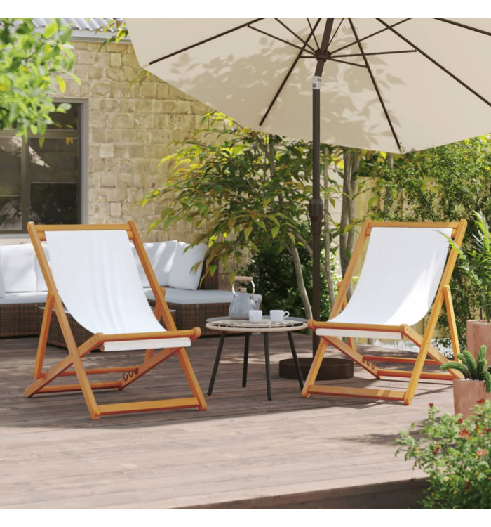 Chaises de plage pliables lot de 2 blanc crème tissu | Mobilier & Déco