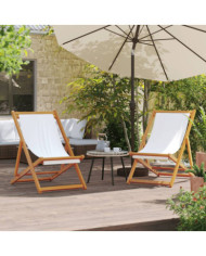Chaises de plage pliables lot de 2 blanc crème tissu | Mobilier & Déco