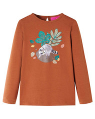 T-shirt enfants à manches longues cognac 128 | Mobilier & Déco